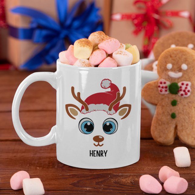 Cute Christmas reindeer face Coffee Mug (Creator Uploaded)