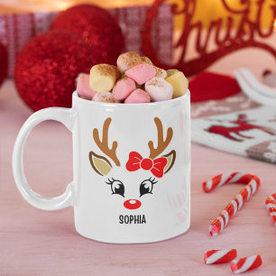 Cute Christmas reindeer face for her Coffee Mug
