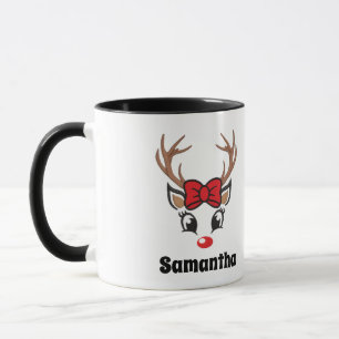 Cute Christmas Reindeer Face Mug