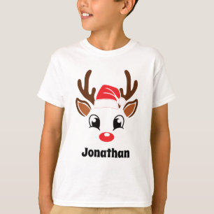 Cute Christmas Reindeer Face T-Shirt