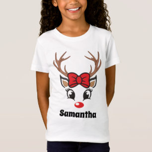 Cute Christmas Reindeer Face T-Shirt