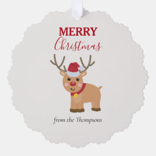 Cute Christmas Reindeer Family Name Tree Decoration Card