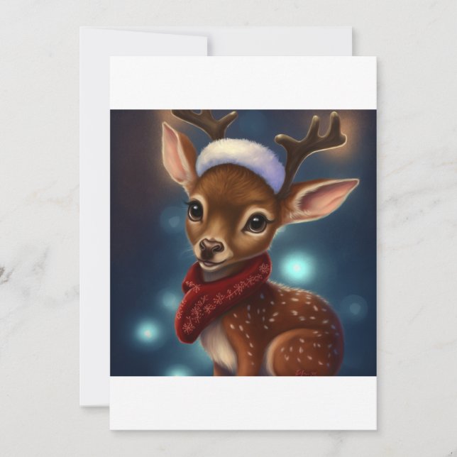 Cute Christmas Reindeer Gift T-Shirt Holiday Card (Front)