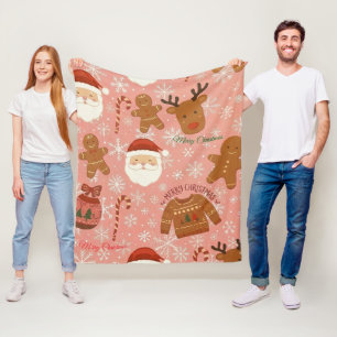 Cute Christmas Reindeer & Gifts Seamlesspattern Fleece Blanket
