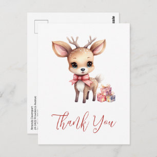 Cute Christmas Reindeer Holiday Gifts Thank You Postcard
