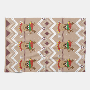 Cute Christmas Reindeer Holiday Tea Towel