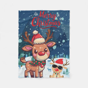 Cute Christmas Reindeer Kids Blanket