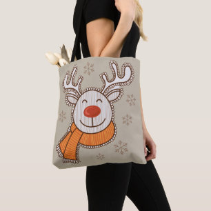 Cute Christmas Reindeer Merry Christmas Winter Tote Bag