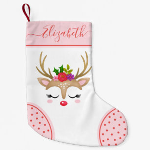 Cute Christmas  Reindeer Monogram Stocking