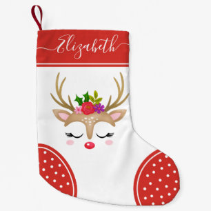 Cute Christmas Reindeer Monogram Stocking