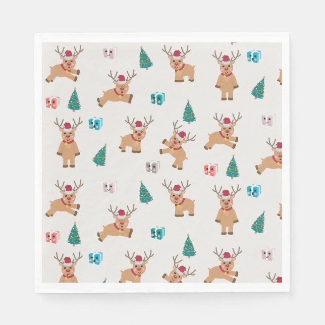 Cute Christmas Reindeer  Napkin (Front)