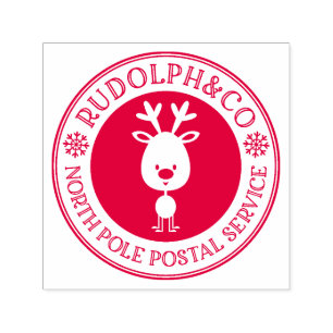 Cute Christmas Reindeer North Pole  Self-inking Stamp