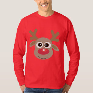 Cute Christmas Reindeer Novelty Ugly Red T-Shirt