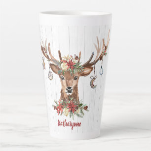Cute Christmas Reindeer Ornaments   Rustic Wood Latte Mug