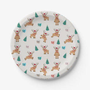Cute Christmas Reindeer Paper Plate