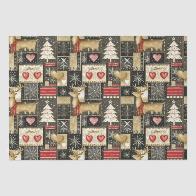 Cute Christmas reindeer pattern Tissue Paper (Front)