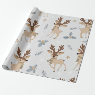 Cute Christmas Reindeer Pattern Wrapping Paper
