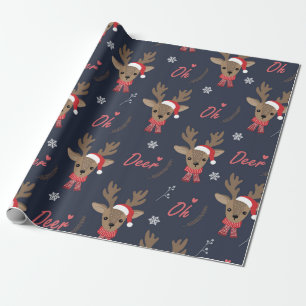 Cute Christmas Reindeer Pattern Wrapping Paper