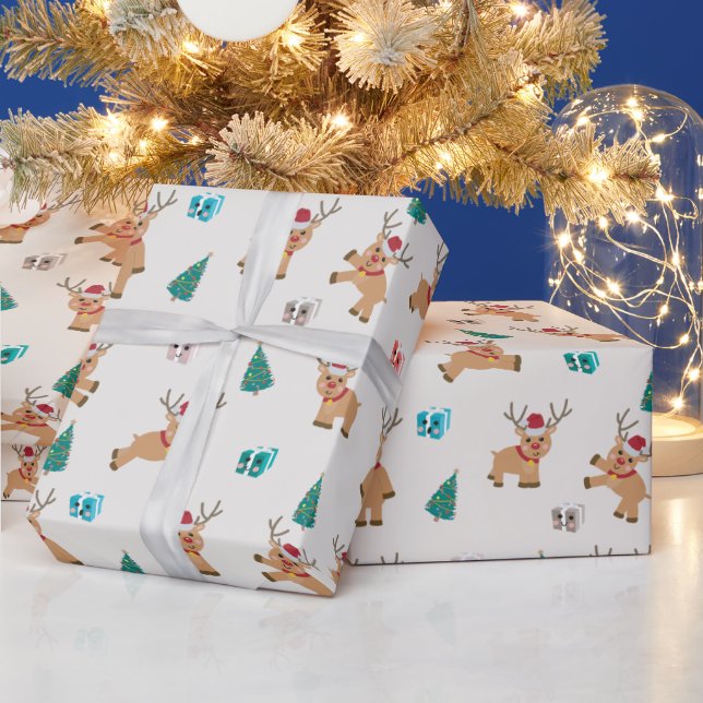 Cute Christmas Reindeer Pattern Wrapping Paper (Holidays)