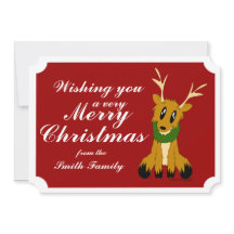 Cute Christmas Reindeer Photo Christmas Card