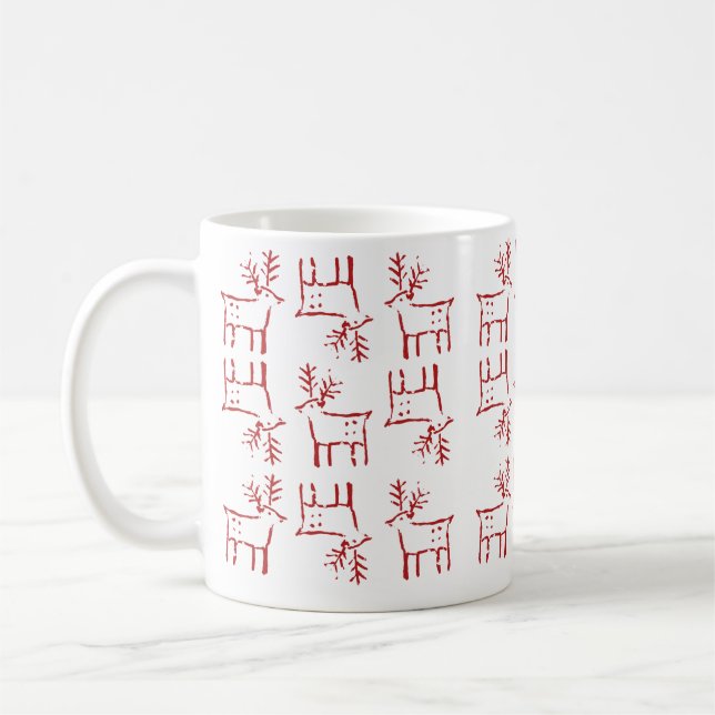  Cute Christmas Reindeer R Coffee Mug (Left)