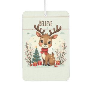 Cute Christmas Reindeer Scene Snowy Forest Car Air Freshener