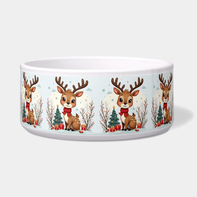 Cute Christmas Reindeer Scene Snowy Forest Pet (Front)