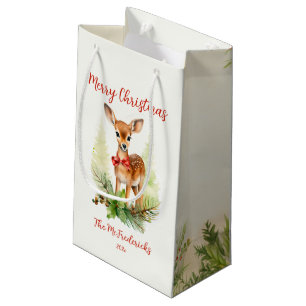 Cute Christmas Reindeer Small Gift Bag