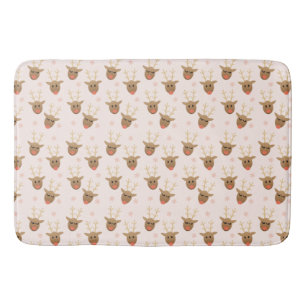 Cute Christmas Reindeer Snowflakes Pattern Bath Mat