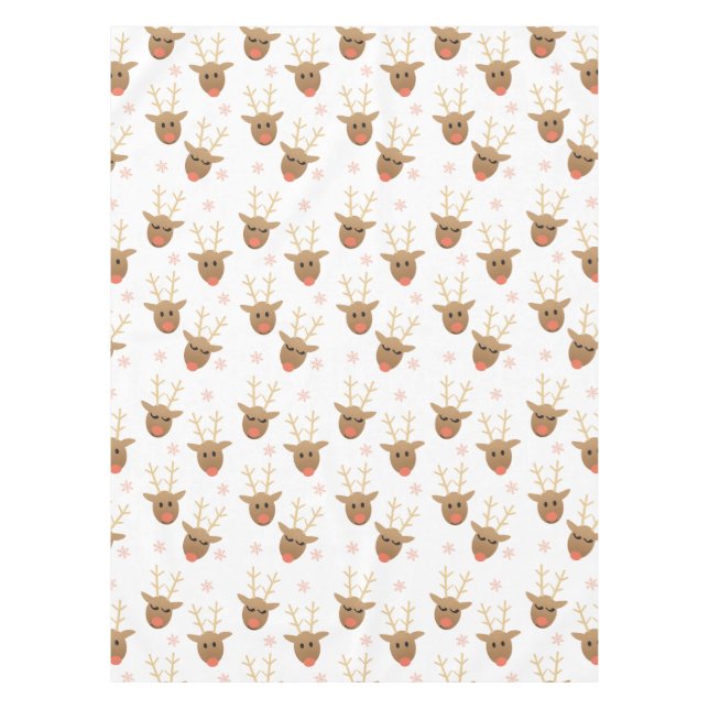 Cute Christmas Reindeer Snowflakes Pattern Tablecloth (Front)