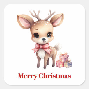 Cute Christmas Reindeer Square Sticker