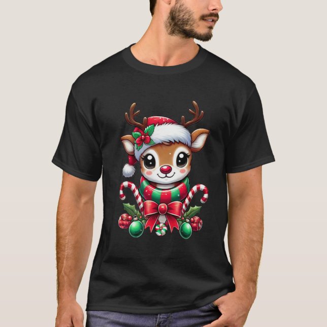 Cute Christmas Reindeer T-Shirt (Front)