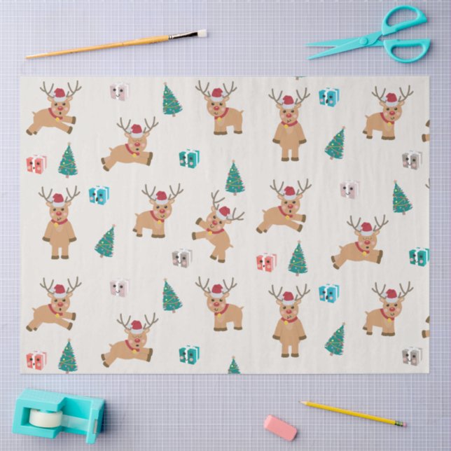 Cute Christmas Reindeer  Tissue Paper (Craft)