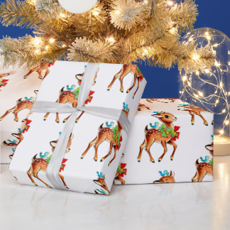 Cute Christmas Reindeer Vintage Retro Sweet Wrapping Paper