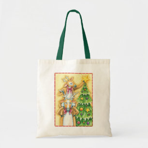 Cute Christmas Reindeer With Christmas Tree Star Tote Bag