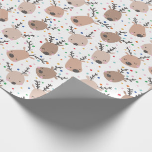 Cute Christmas Reindeer with dots and stars Wrapping Paper