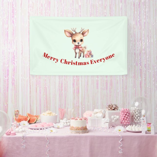 Cute Christmas Reindeer with Holiday Gifts Banner (Party)