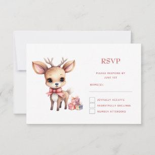 Cute Christmas Reindeer with Holiday Gifts RSVP Card