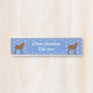 Cute Christmas Reindeer with Red Nose Custom Door Sign