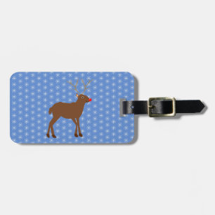 Cute Christmas Reindeer with Red Nose Custom Luggage Tag