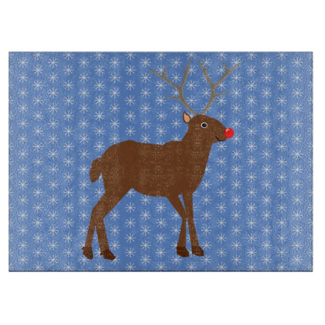 Cute Christmas Reindeer with Red Nose Cutting Board (Front)