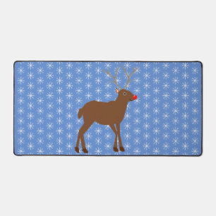 Cute Christmas Reindeer with Red Nose Desk Mat