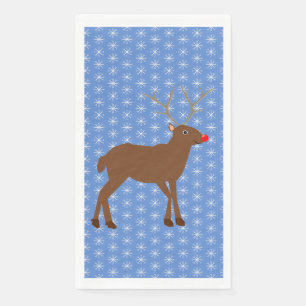 Cute Christmas Reindeer with Red Nose Napkin
