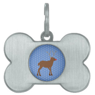 Cute Christmas Reindeer with Red Nose Pet ID Tag