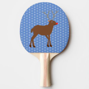 Cute Christmas Reindeer with Red Nose Ping Pong Paddle