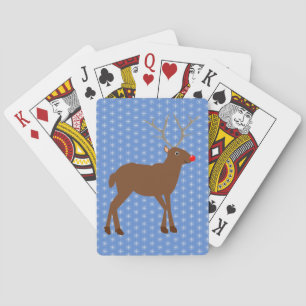 Cute Christmas Reindeer with Red Nose Playing Cards