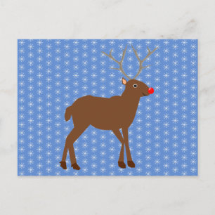 Cute Christmas Reindeer with Red Nose Postcard