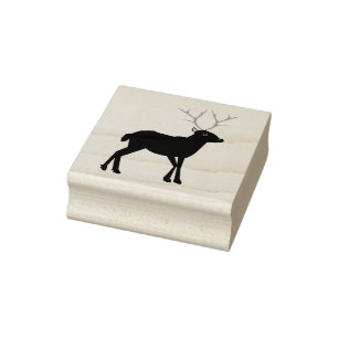 Cute Christmas Reindeer with Red Nose Rubber Stamp