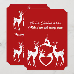  Cute Christmas Reindeers White Santa Helper Card 
