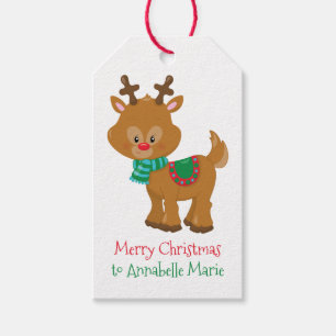 Cute Christmas Reinder Customised Kids Party Gift Tags